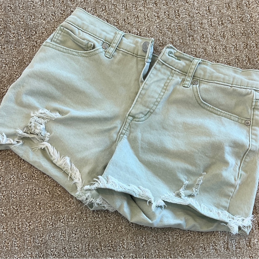 Women's Light Blue Frayed Hem Jean Shorts